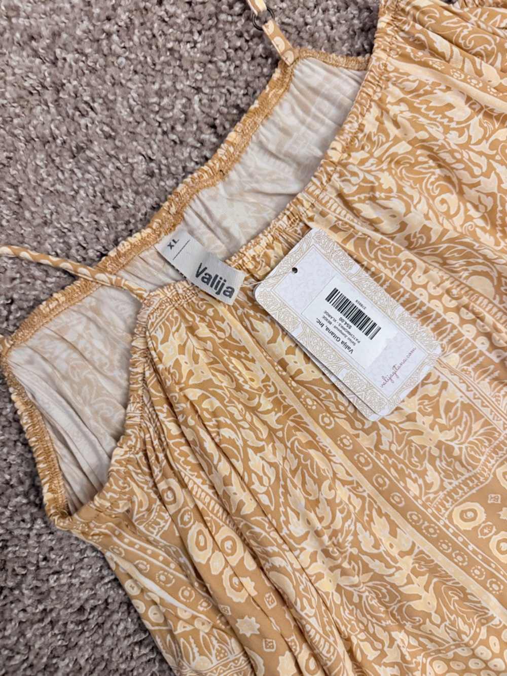 NWT Boho Coastal Wide Leg Jumpsuit XL 🌞 Mustard Print Flowy Beachy Summer Romper - Picture 4 of 5